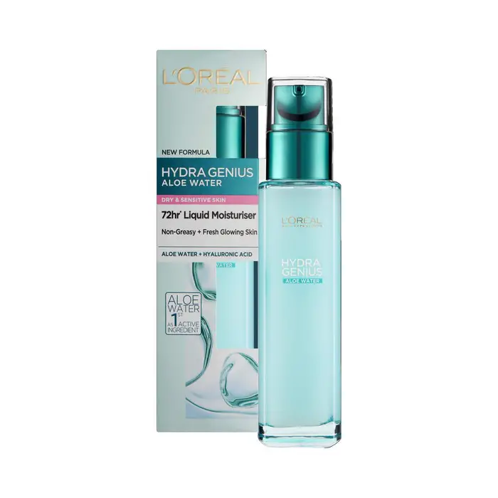 loreal-Hydra-Genius-Aloe-Water-Dry-and-Sensitive-Skin-70ml (1) آبرسان لورال l’oreal پوست خشک و حساس هیدرا جنیوس Hydra Genius اصل 70 میل - تصویر 1
